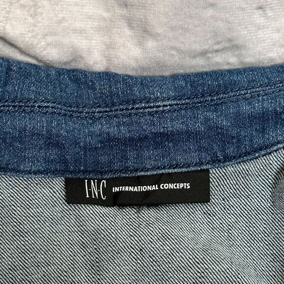 INC International Concepts Women's Patchwork Cropped Denim Jacket Medium - Picture 8 of 9